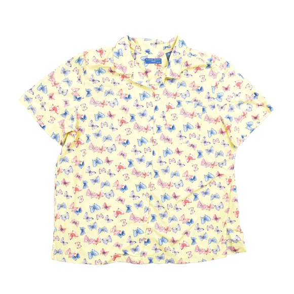 Karen Scott Women's Plus Size 1X Butterfly Print Short Sleeve Button Shirt - Picture 1 of 8